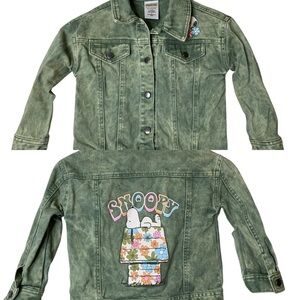 Peanuts Toddler Denim Graphic Jean Jacket Size 4T Snoopy Floral‎ Layers